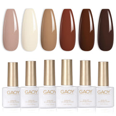 GAOY front packaging showing six neutral gel polish bottles for easy shade selection