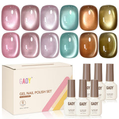 GAOY front packaging showing six gel bottles and magnet, professional kit benefit