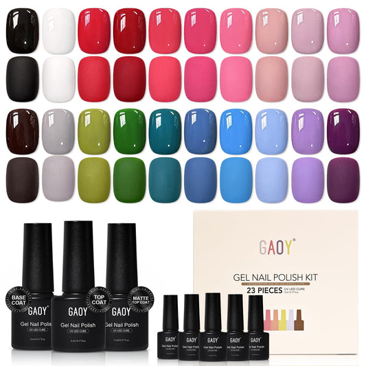 GAOY front packaging showing full 23-piece kit, clear view of included bottles and benefits