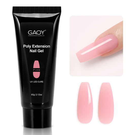 GAOY front packaging showing 60g pink poly gel and capacity benefits