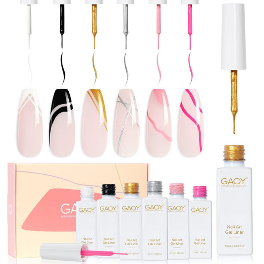 GAOY front packaging showing six gel liner bottles and tidy layout for easy kit identification