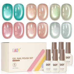 GAOY front packaging showing six gel bottles and included magnet for complete kit