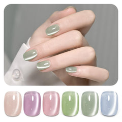 GAOY front packaging showing six holographic gel bottles and magnet for easy salon results