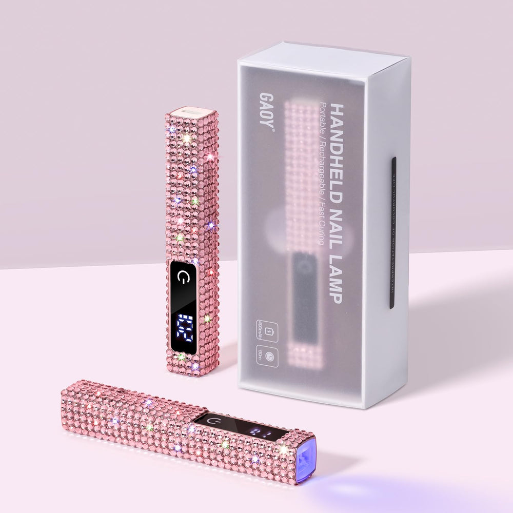 GAOY front view diamond pink handheld lamp showing compact design and portability