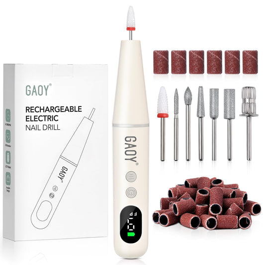 GAOY front view of cordless nail file showing sleek design and portability