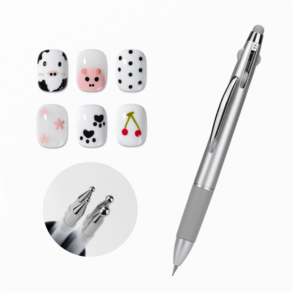 GAOY silver dotting pen front view showing durable finish and clip for convenience