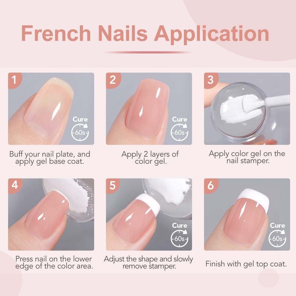 GAOY gel polish bottles nude pink and white showing buildable coverage benefit