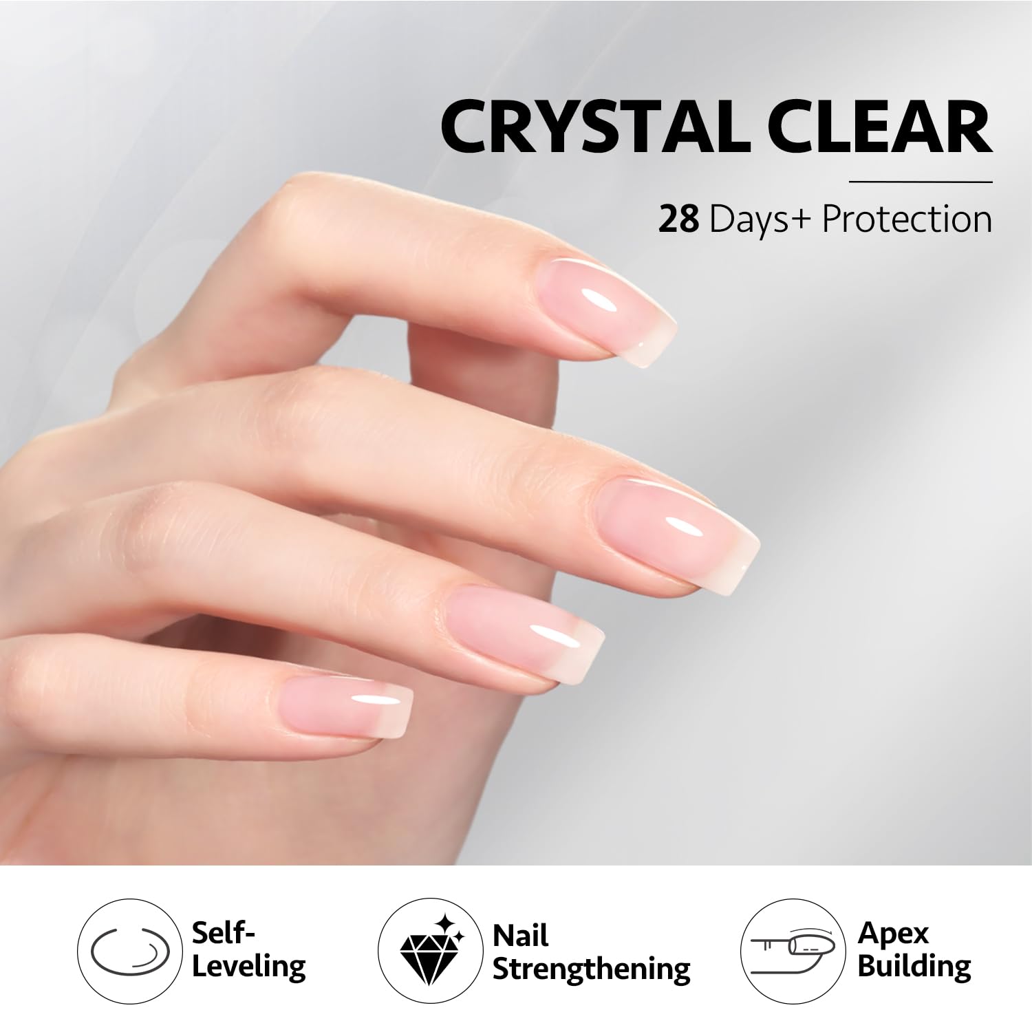 GAOY clear builder gel texture on nail showing smooth self-leveling finish benefit