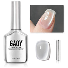GAOY bottle front view showing label and silvery gel shine benefits