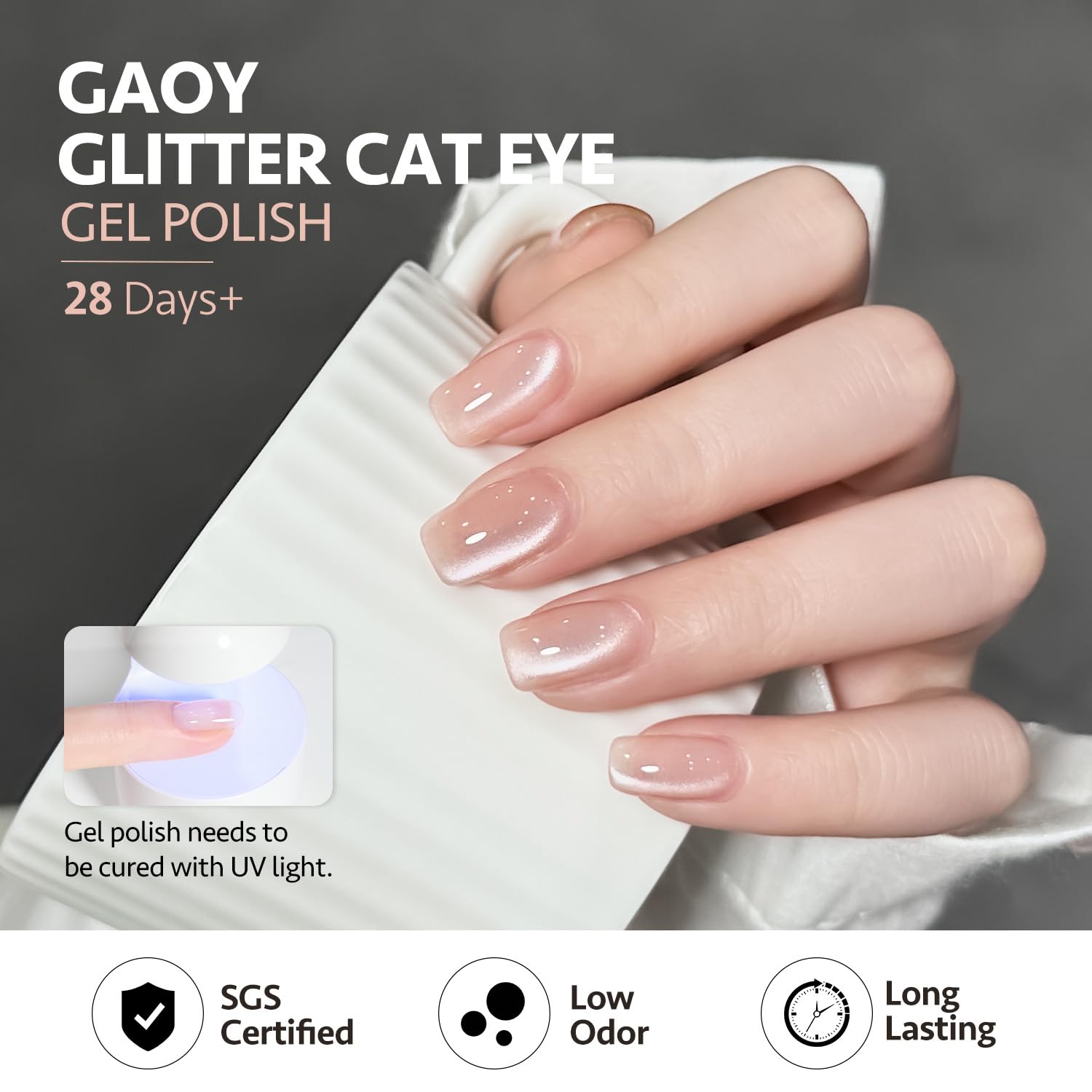 GAOY label close-up showing compliance and SGS certification for安心 use