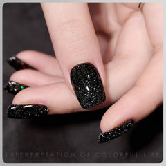 GAOY nails under flash highlighting mirror-like sparkle for photos