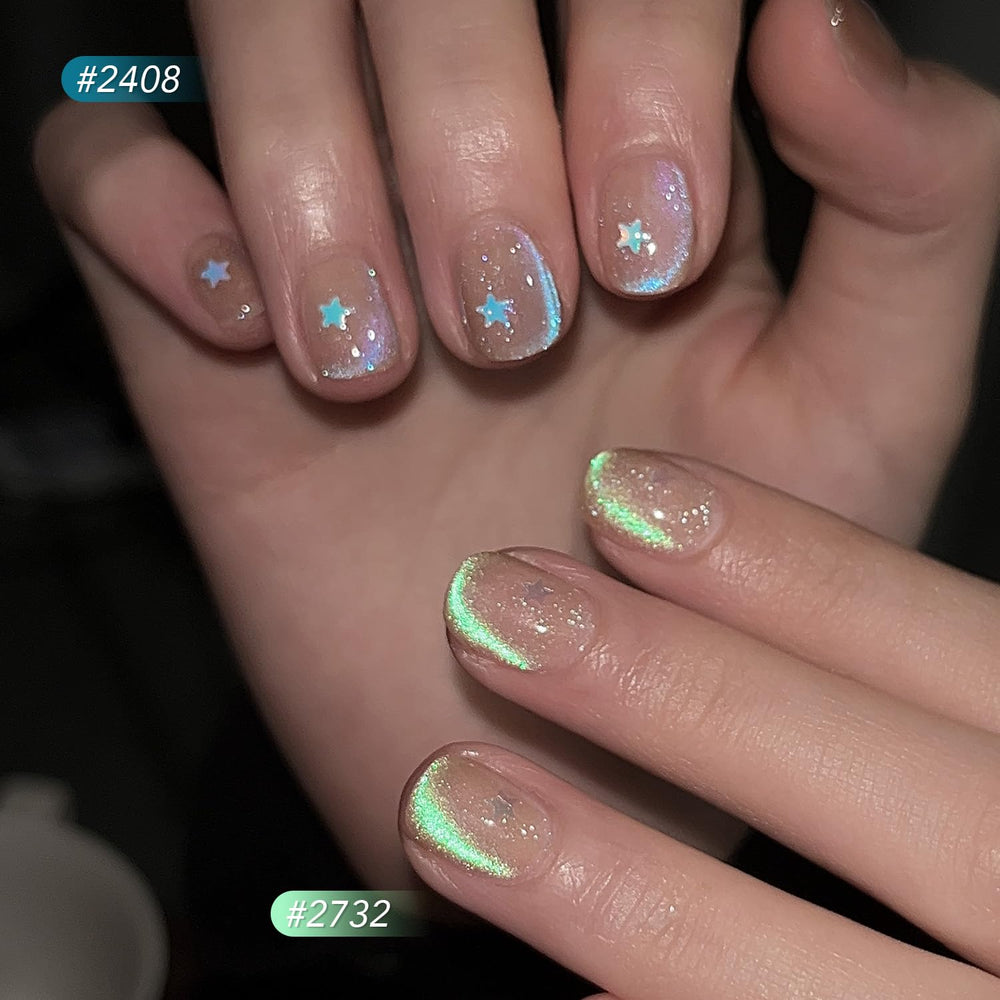GAOY close-up of blue glitter gel texture highlighting holographic sparkle and smooth application