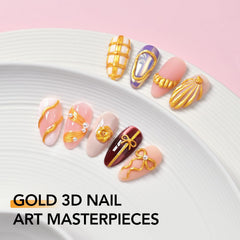 GAOY gold 3D nail gel securing rhinestones to a nail for durable gem adhesion