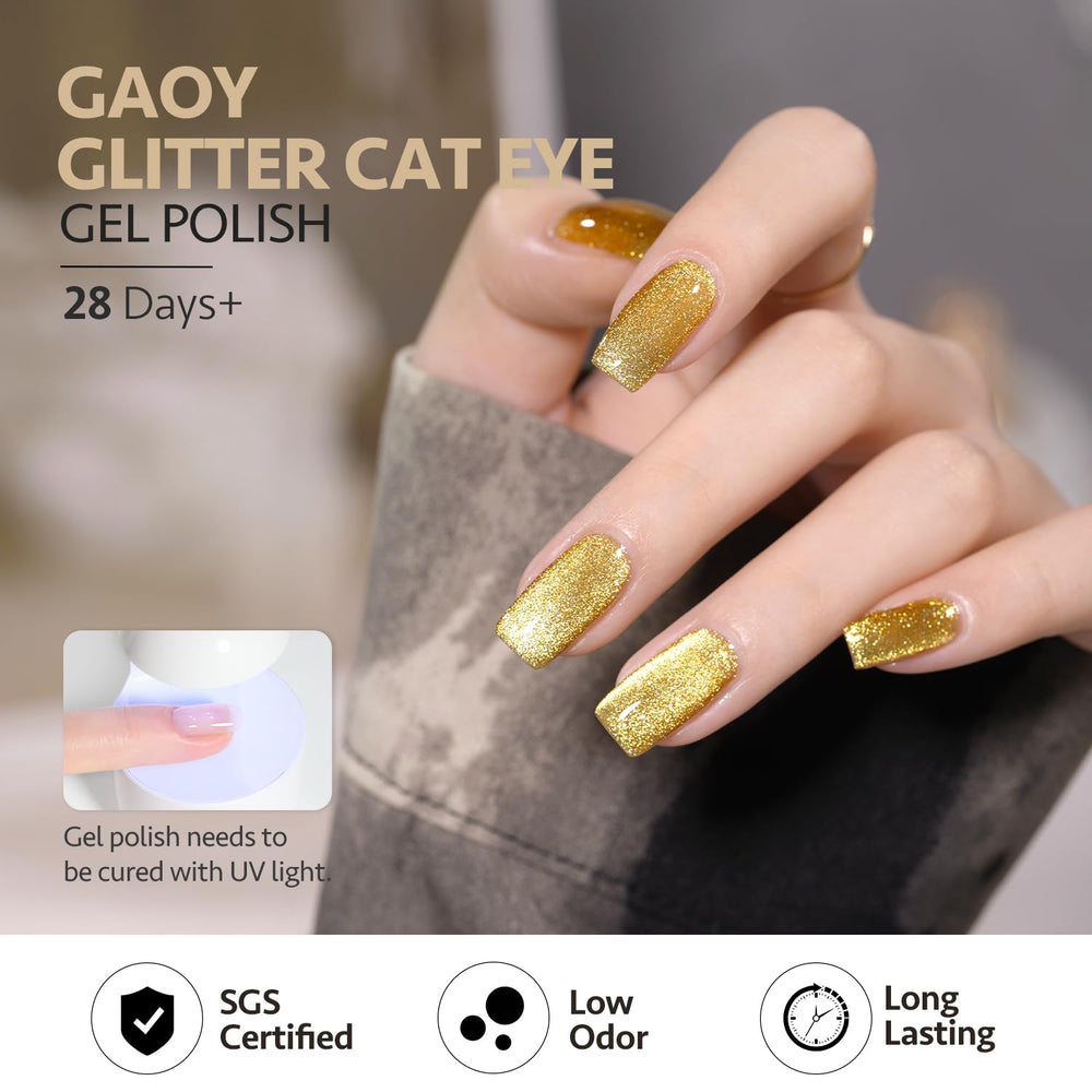 GAOY polish being applied and magnetized on a nail, shows easy at-home use