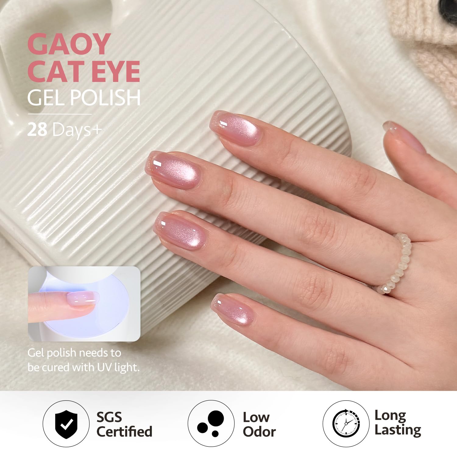 GAOY manicure curing under a UV lamp for durable salon-quality wear