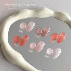 GAOY hand model showing four sheer shades that create natural, professional-looking nails