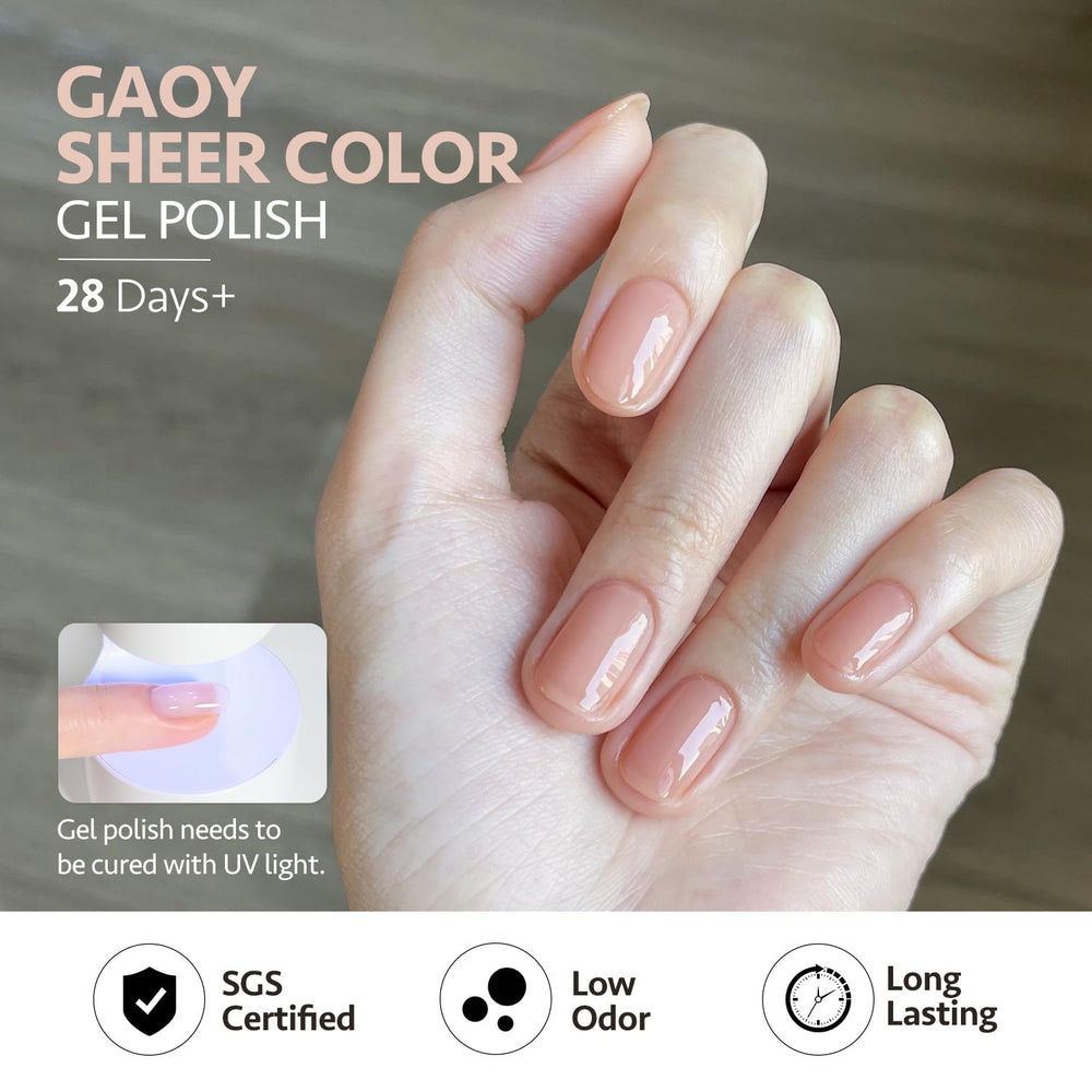 GAOY on a model hand showcasing natural-looking long-lasting everyday manicure