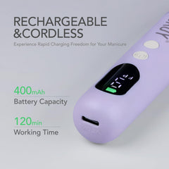 GAOY nail drill in hand during manicure providing comfortable, steady filing
