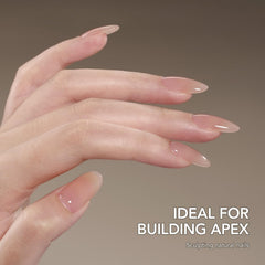 GAOY applying builder gel to natural nail demonstrating controlled shaping benefit