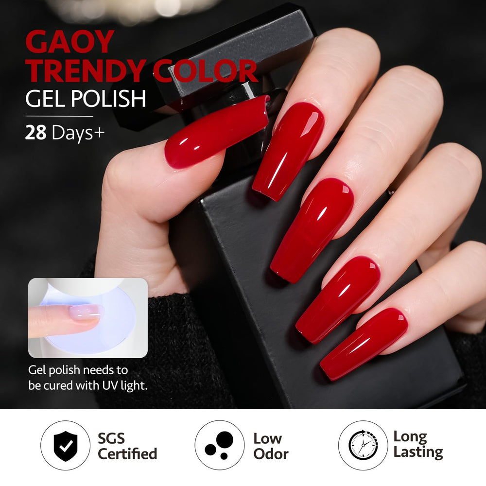 GAOY in use manicure application being cured for durable salon-quality results
