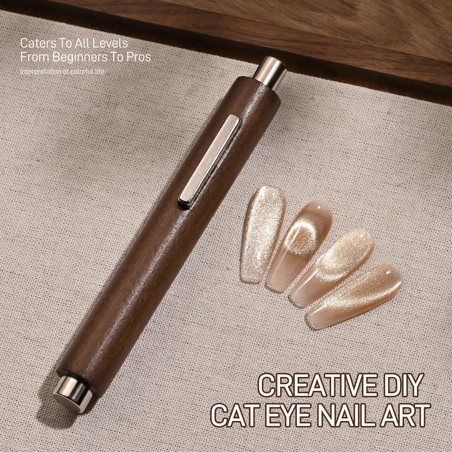 GAOY magnet in use above nail demonstrating precise cat-eye pull