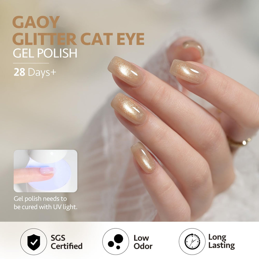 GAOY swatch on fingertip with ruler showing 16ml coverage and color depth