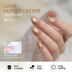 GAOY swatch on fingertip with ruler showing 16ml coverage and color depth