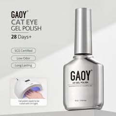 GAOY manicured hands in lifestyle setting, showing long-lasting glossy holographic effect