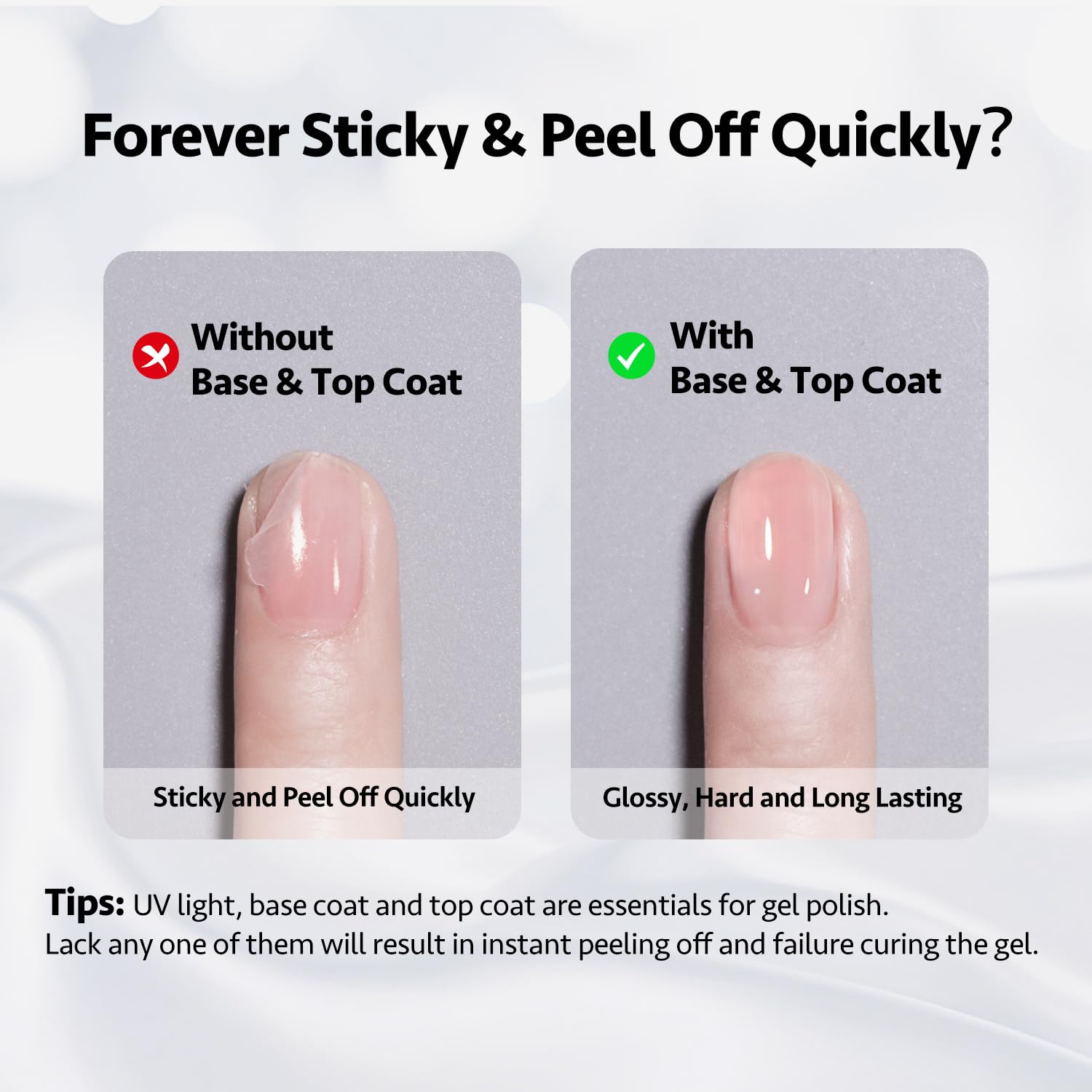 GAOY product label close-up showing 7.3ml volume and soak-off gel clarity