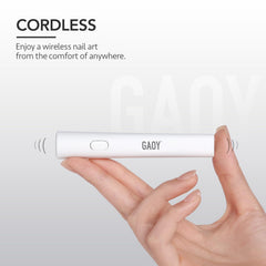 GAOY mini lamp tucked into a cosmetic bag showing travel-ready cordless convenience