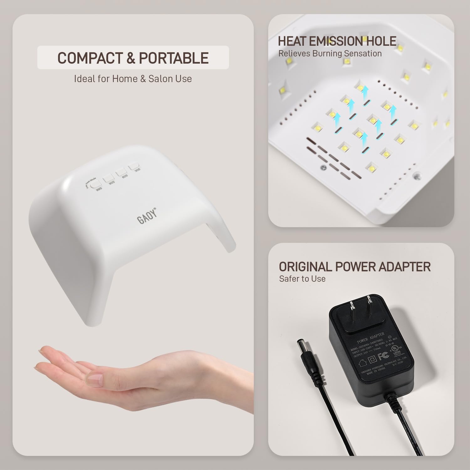 GAOY lamp in use during a manicure demonstrating fast, professional gel curing