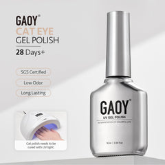 GAOY finished manicure on styled hand showing Ash Blonde shimmer for events