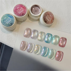 GAOY manicured hands wearing frost galaxy cat eye nails demonstrating salon finish