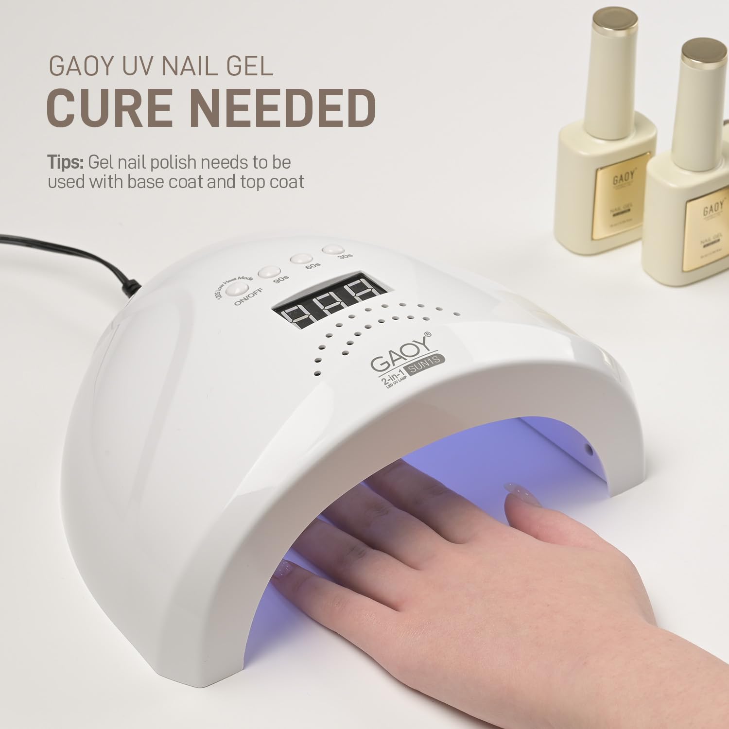 GAOY lifestyle manicure studio beige-white nails illustrating salon-quality result