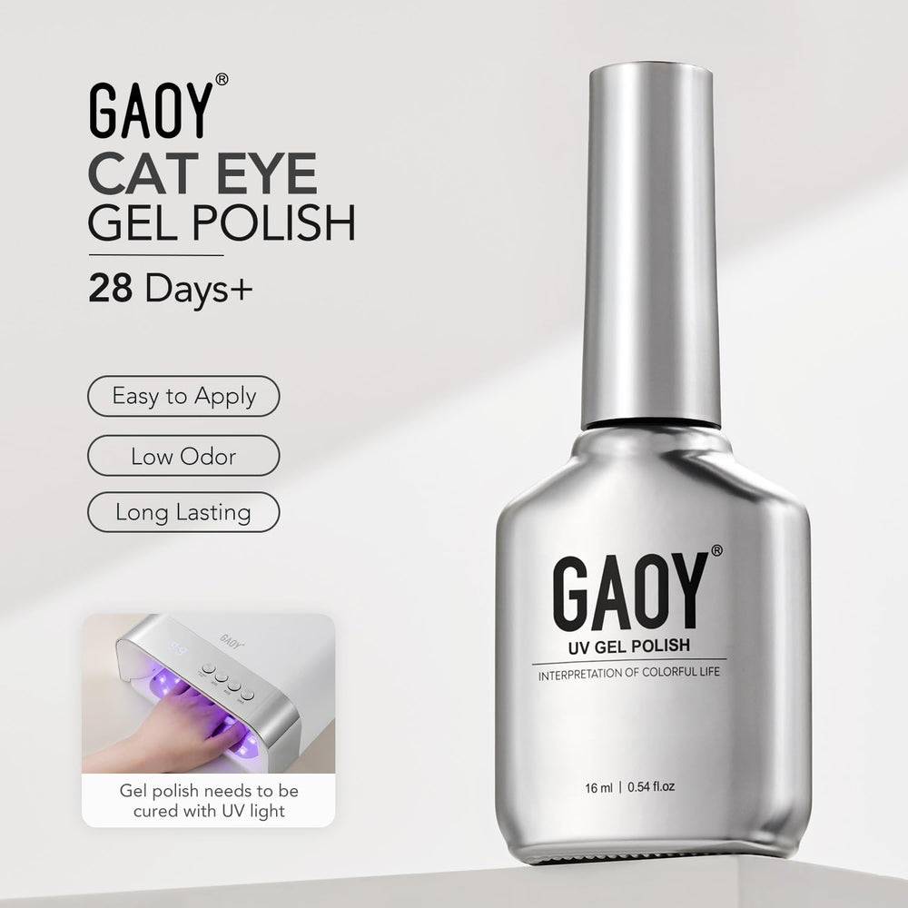 GAOY finished manicure on table setting showing glossy, salon-quality results