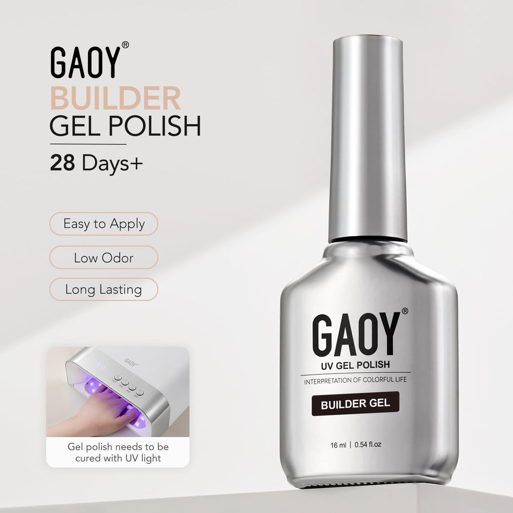 GAOY manicure lifestyle shot showing finished neutral nails with durable salon finish
