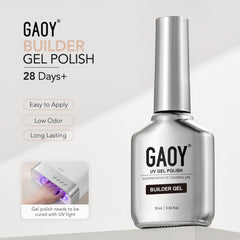 GAOY manicure lifestyle shot showing finished neutral nails with durable salon finish