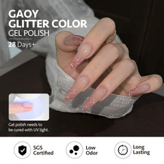 GAOY party manicure lifestyle shot showing vibrant sparkle ideal for events