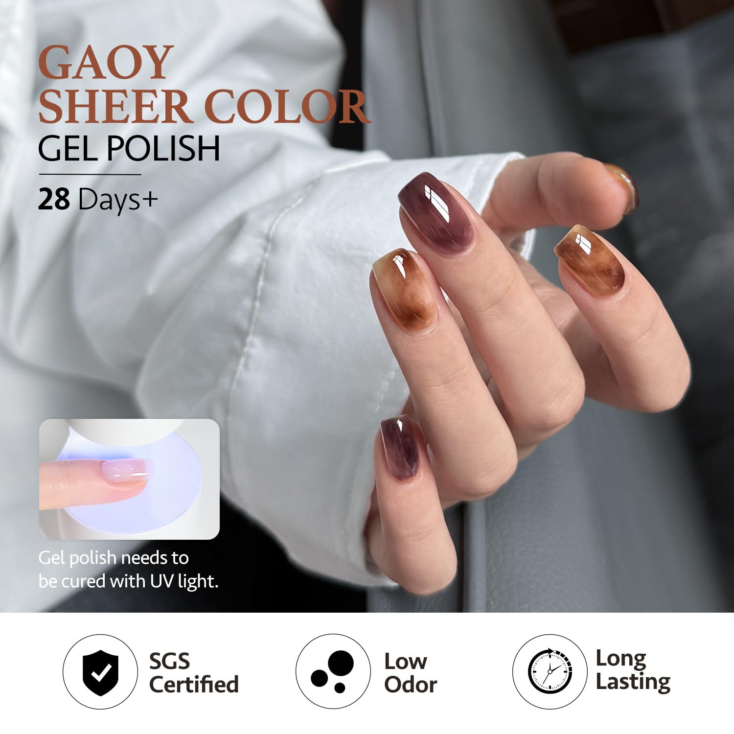 GAOY lifestyle image of soft blooming nail art showcasing subtle depth