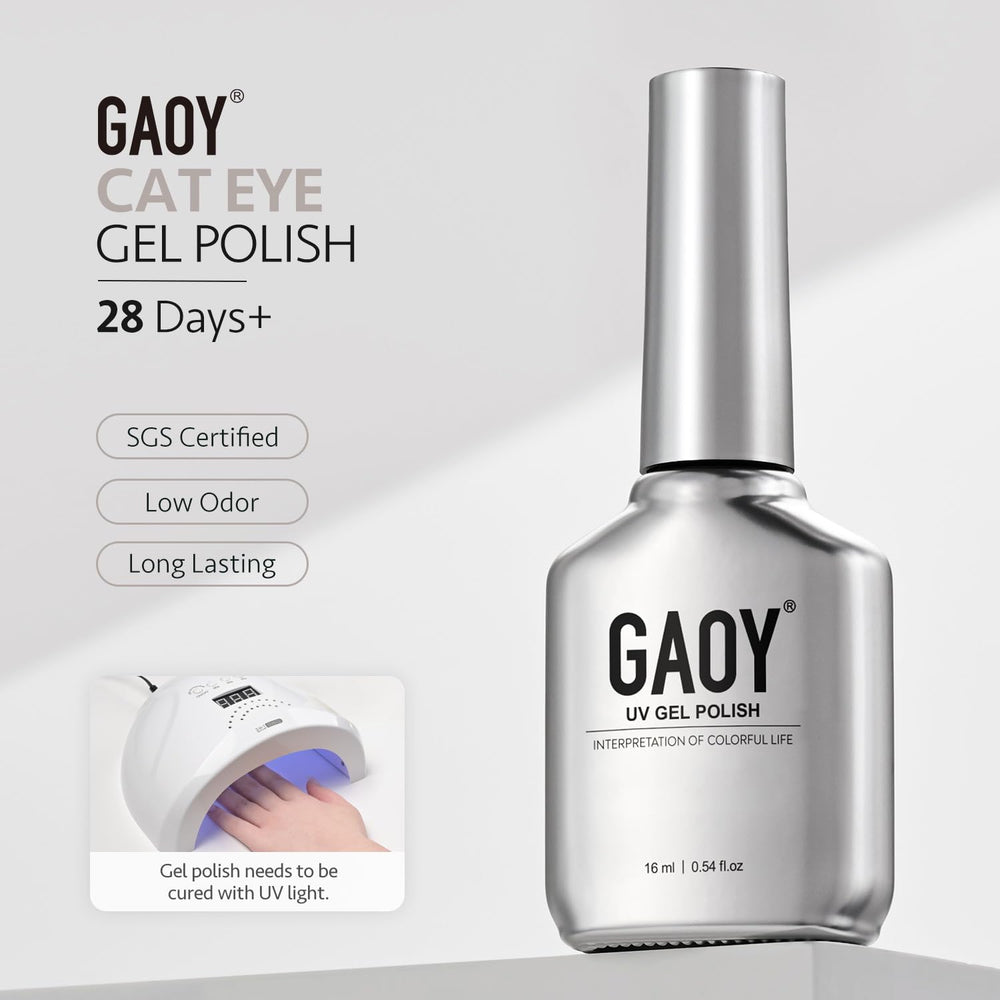 GAOY manicured hand in lifestyle shot showing reflective holographic finish