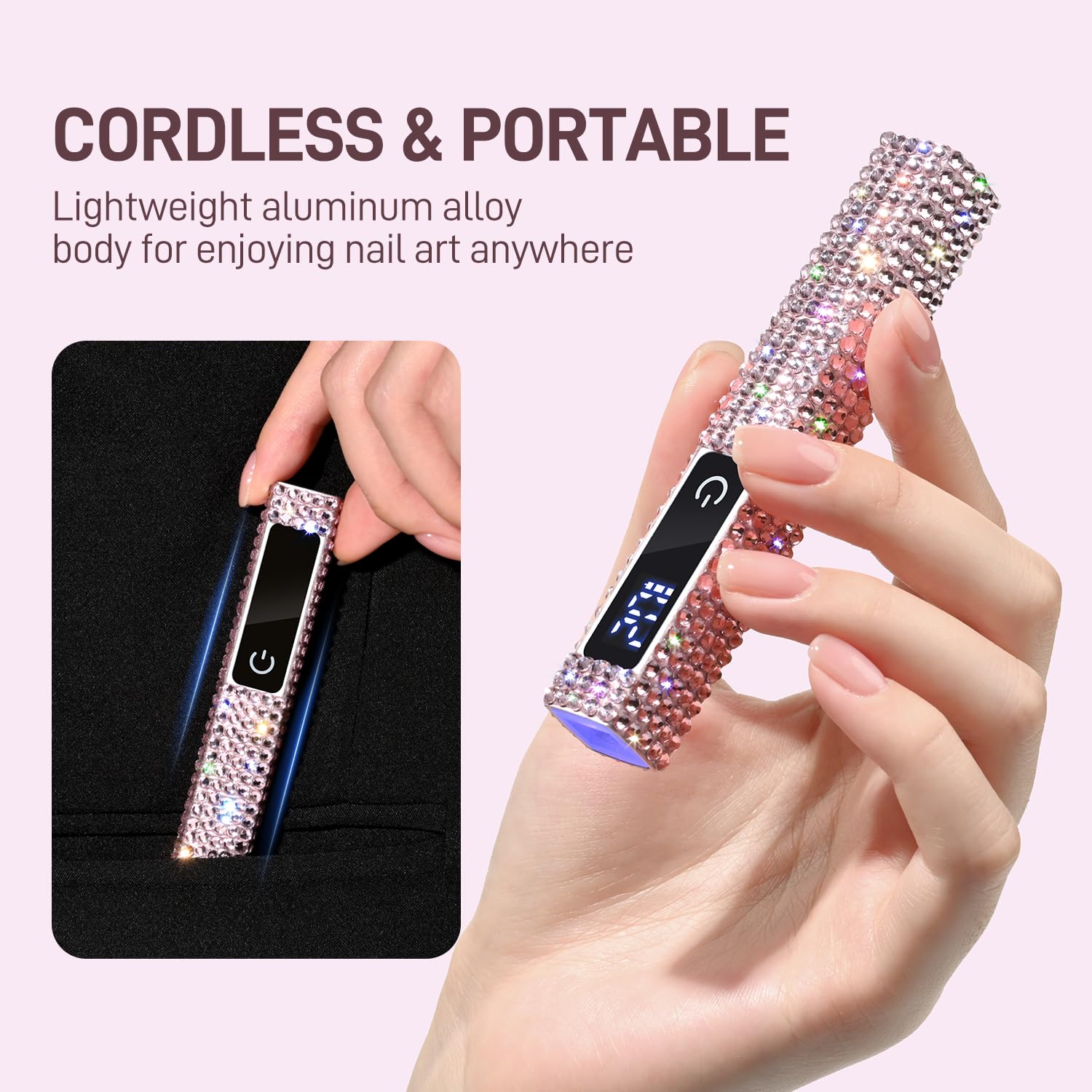 GAOY placed in travel pouch lifestyle scene showing on-the-go manicure readiness