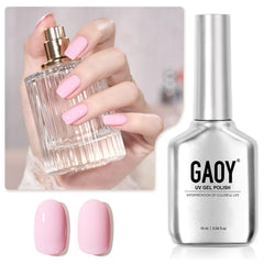 GAOY bottle front view showing macaron 1649 baby pink and large volume benefit