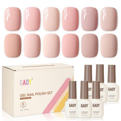 GAOY macaron set front packaging showing six peach pink nude bottles and tidy arrangement for choice