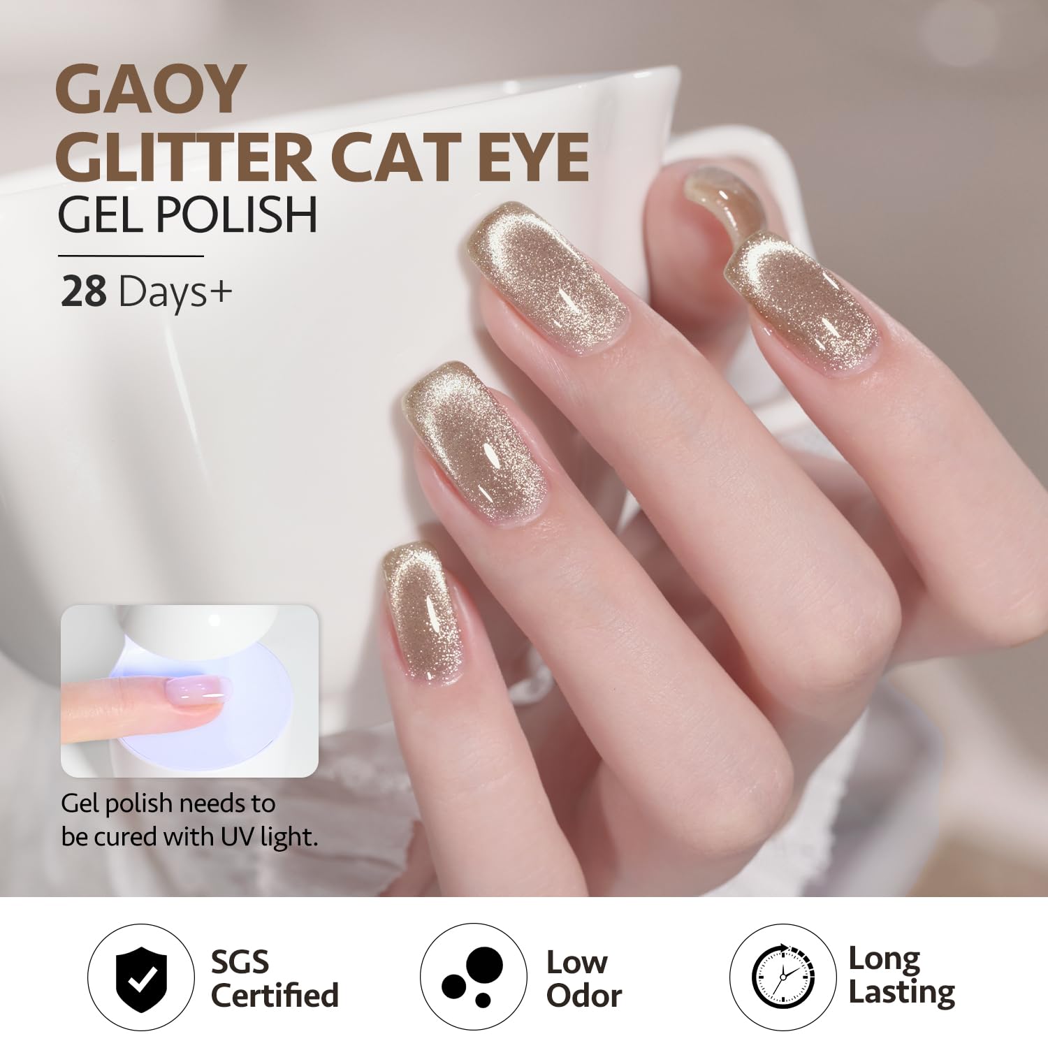 GAOY magnet demonstration creating cat-eye band on nail for precise pattern benefit