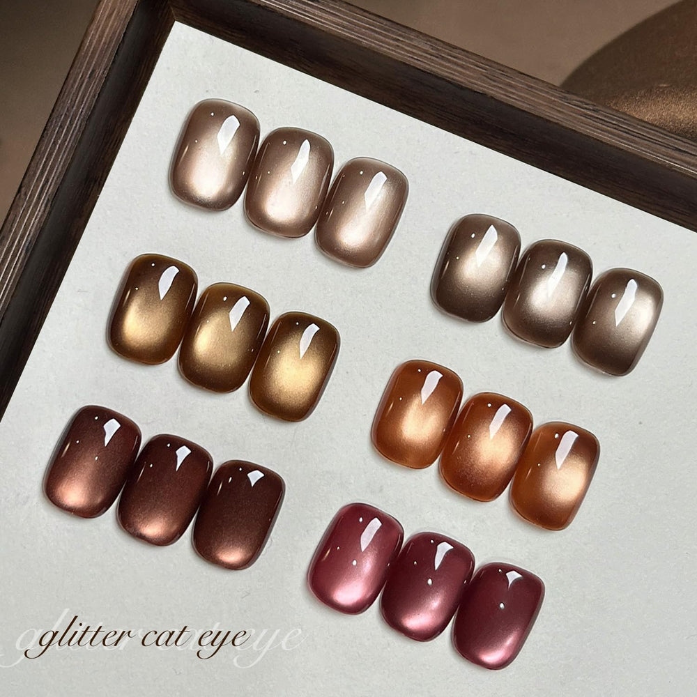 GAOY magnet held over wet gel on nail, creating cat-eye stripe for dramatic shine
