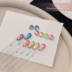 GAOY magnet held over wet gel demonstrating stripe effect, enabling precise nail art control