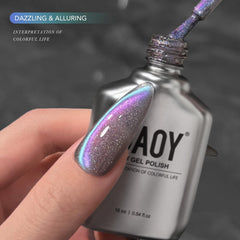 GAOY magnet held over wet polish creating cat-eye stripe for precise pattern benefit