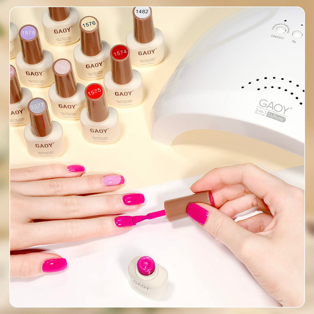 GAOY manicure lifestyle setting showing finished nails and at-home professional look