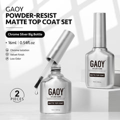 GAOY matte top coat applied in a salon setting highlighting professional finish and long wear