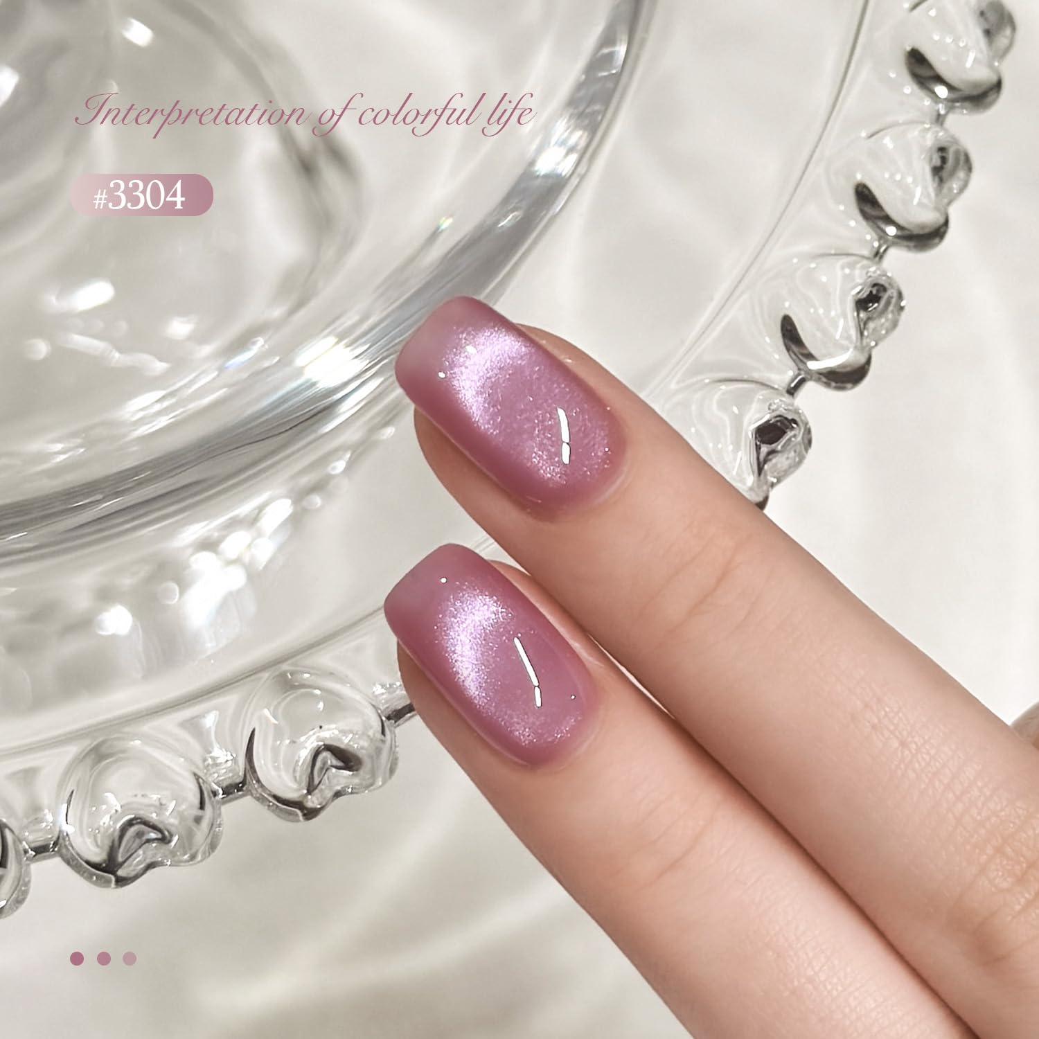 GAOY brush stroke of Misty Orchid showing smooth application and holographic sparkle
